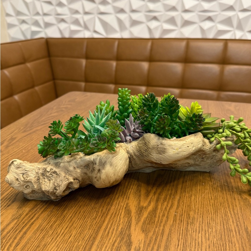 Rustic Driftwood Faux Succulent Display